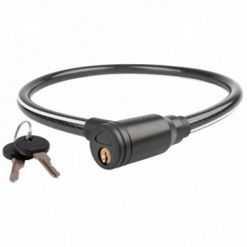 Automatic cable lock c 15.8 illu m-wave, 15 x 800 mm, braided cable, smoke with reflective stripes, with flat key, on - 1