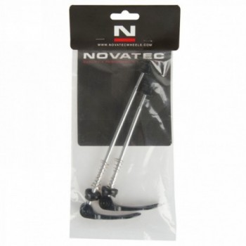 Quick release set, front wheel (112 mm) + rear wheel (148.5 mm), aluminium, black, 84 g/set, on novatec card - 2