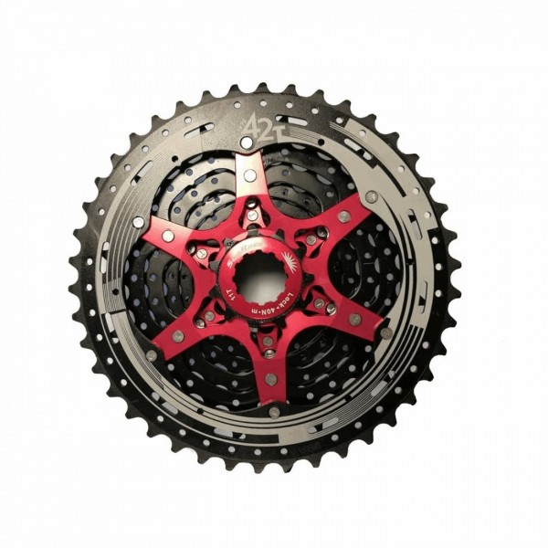 Cassetta mtb 11v x 11/42 denti in alluminio nero - corpetto shimano - 1 - Cassette - 4710944248227