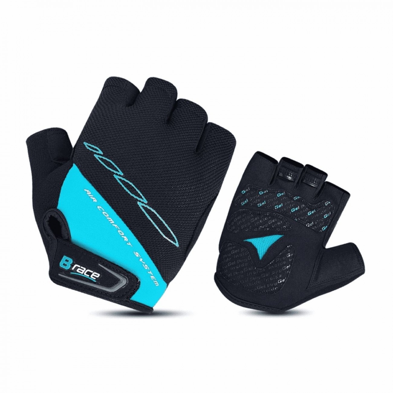 Gloves b-race bump gel black / aquam mis. 2 size m - 1