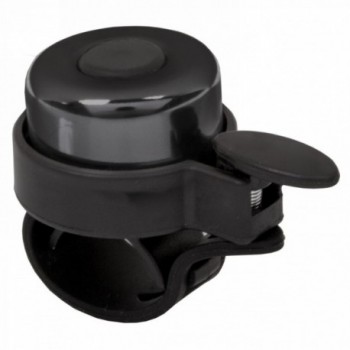 Mini 35mm anodized black aluminum shell bell / black plastic base, 360° rotatable, quick clip-on mounting, - 1