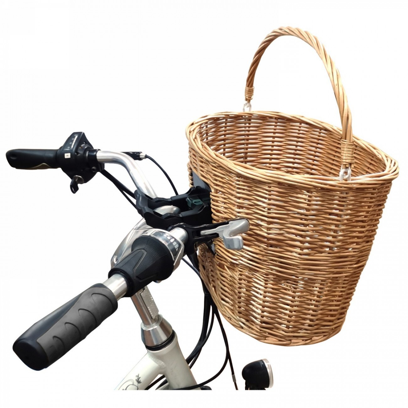 Wicker basket m-wave, 38x28x26 cm (wxlxh), front, mounting with or-holder on handlebar stem tube, not suitable for ahead stems -