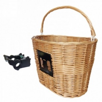 Wicker basket m-wave, 38x28x26 cm (wxlxh), front, mounting with or-holder on handlebar stem tube, not suitable for ahead stems -