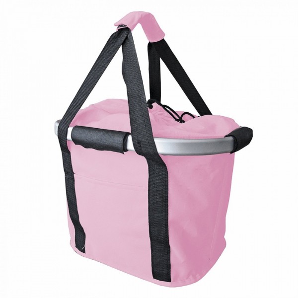 Front basket in pink fabric with quick release - 1