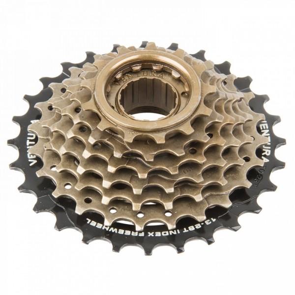 Freewheel sprocket, 7-speed, index, 13-28 teeth, black/brown, ek - 1