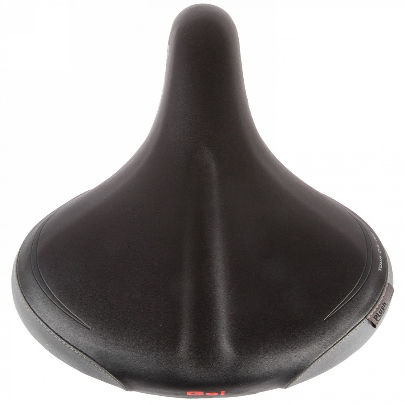 selle confort velo plush, tour ds gel, avec gel, avec ressorts de pression/traction, avec collier de serrage, noir, avec carte -