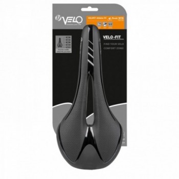 Road/mtb saddle, velo - fit athlete fc, s, 286 x 134 mm, black with silver stripes, on card - 4