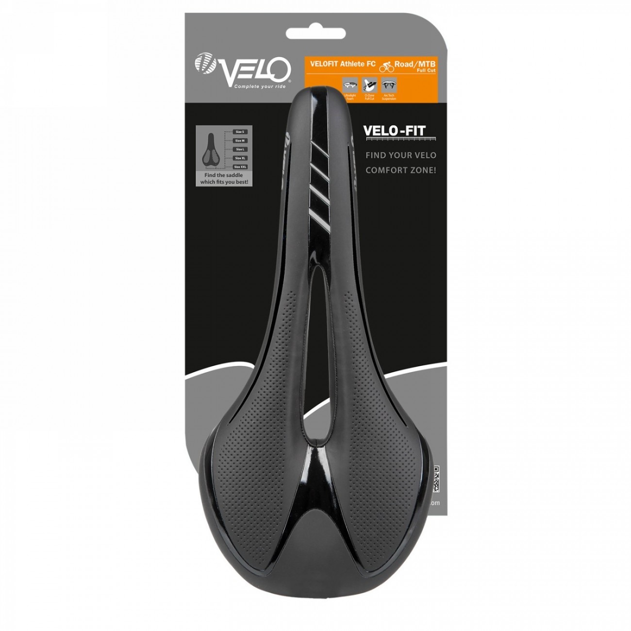 selle road/mtb, velo - fit athlete fc, s, 286 x 134 mm, noir avec bandes argentées, sur carte - 4