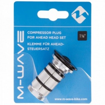 Tappo / morsetto in alluminio per serie sterzo ahead 1.1/8' forcella fix c m-wave, nero/argento, adatto a tubi di sterzo in carb