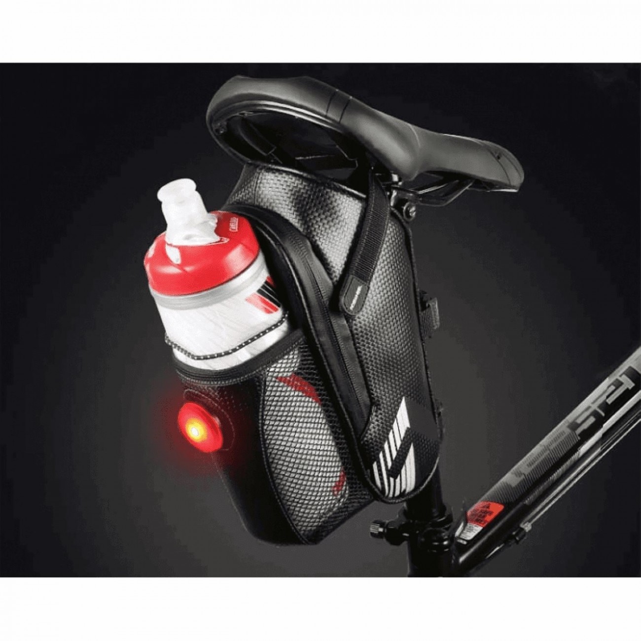 B-race saddle bag bottle holder and lamp - 2