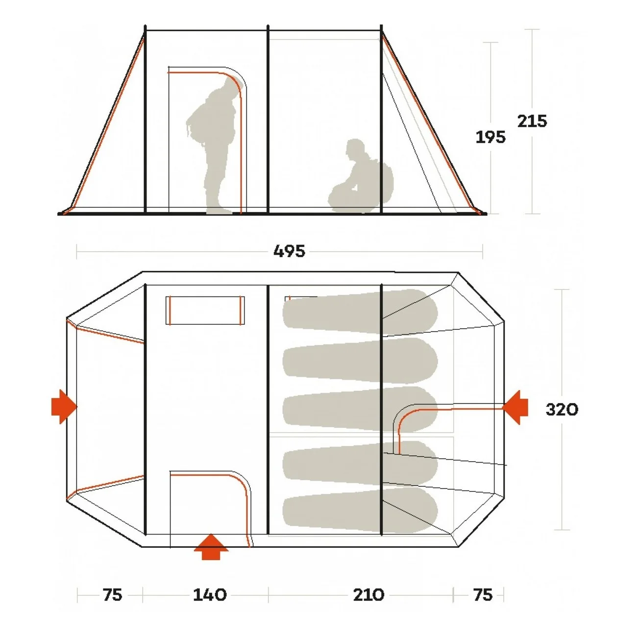 tenda chanty 5 deluxe taglia 5 posti - 5