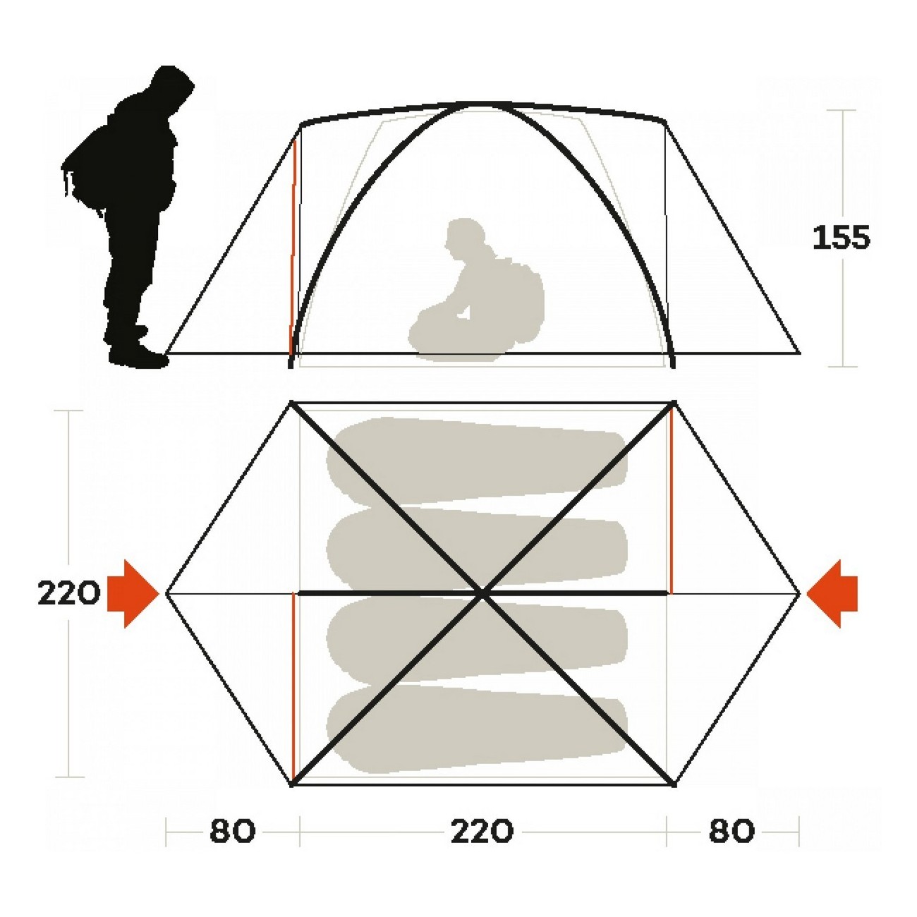 tenda lhotse 4 arancio taglia 4 posti - 3