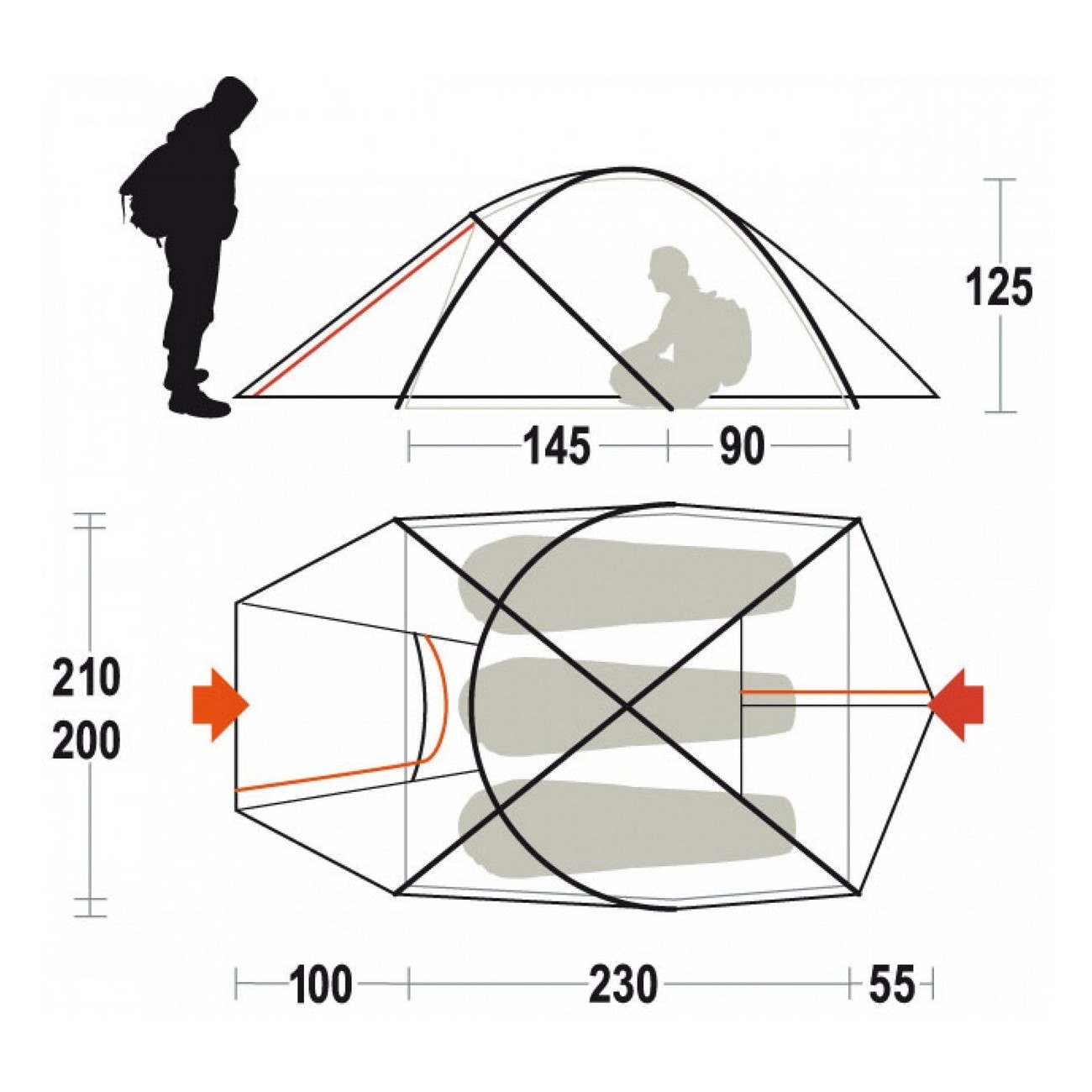 tenda pilier 3 fr arancio taglia 3 posti - 6