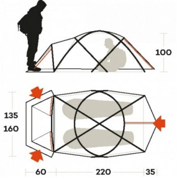 tenda snowbound 2 fr arancio taglia 2 posti - 3