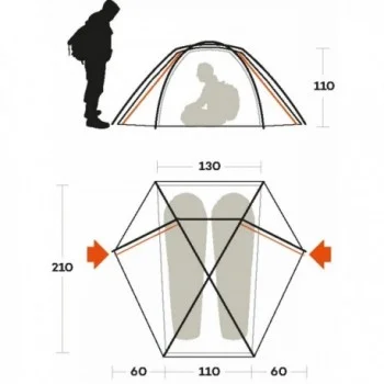 tenda trivor 2 arancio taglia 2 posti - 3