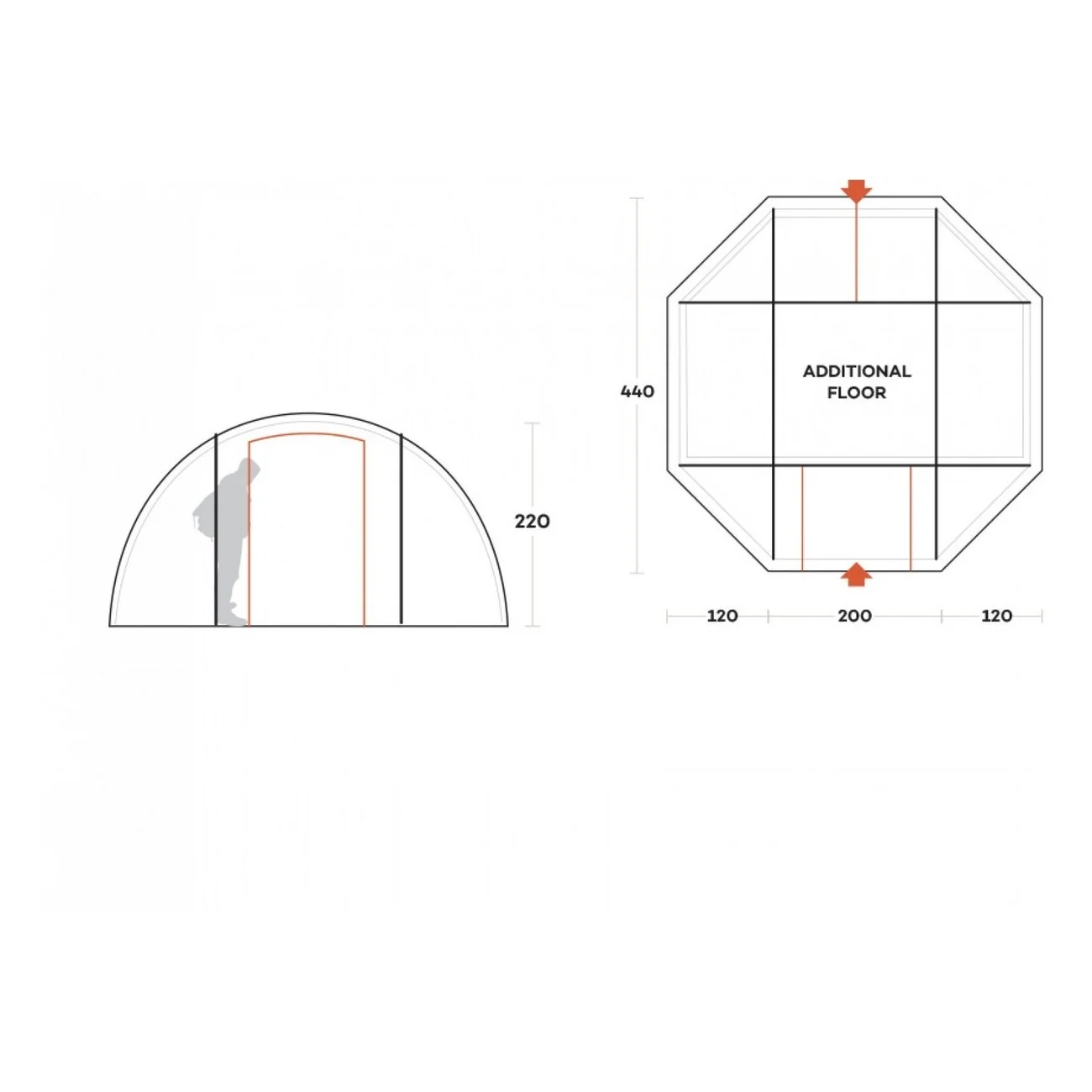 tent campo base first aid w.inner tent orange taglia unica - 8