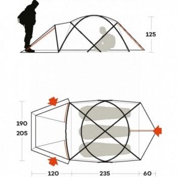 tenda snowbound 3 fr arancio taglia 3 posti - 3