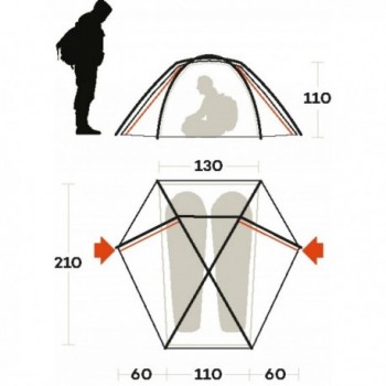 tenda force 2 fr verde oliva taglia 2 posti - 2