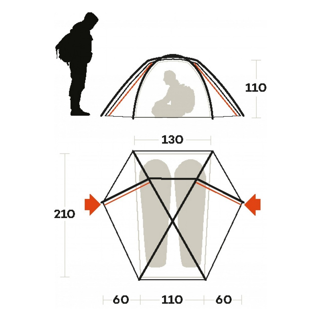 tenda force 2 fr verde oliva taglia 2 posti - 2