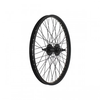 Ruota Anteriore BMX 20' x 1.75 - Cerchio in Alluminio Nero, Mozzo su Sfere, 48 Raggi, Perno 3/8, Freno V-Brake - 1 - Ruote compl