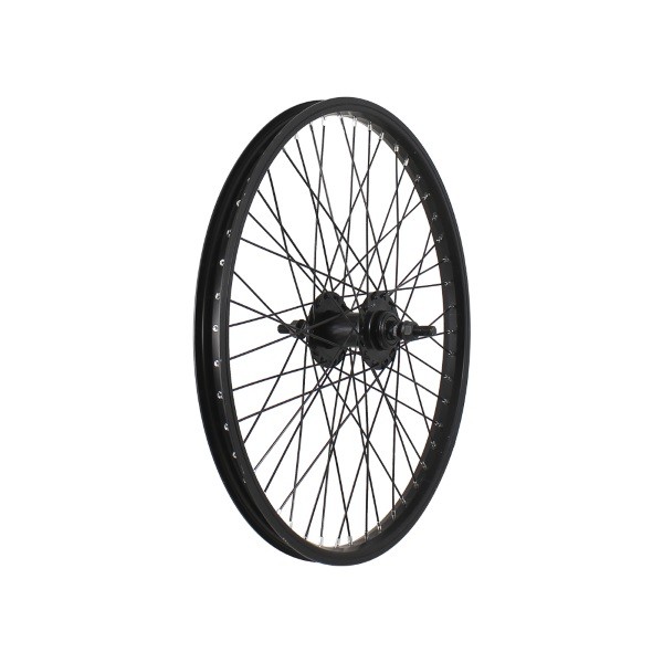 Ruota Anteriore BMX 20' x 1.75 - Cerchio in Alluminio Nero, Mozzo su Sfere, 48 Raggi, Perno 3/8, Freno V-Brake - 1 - Ruote compl