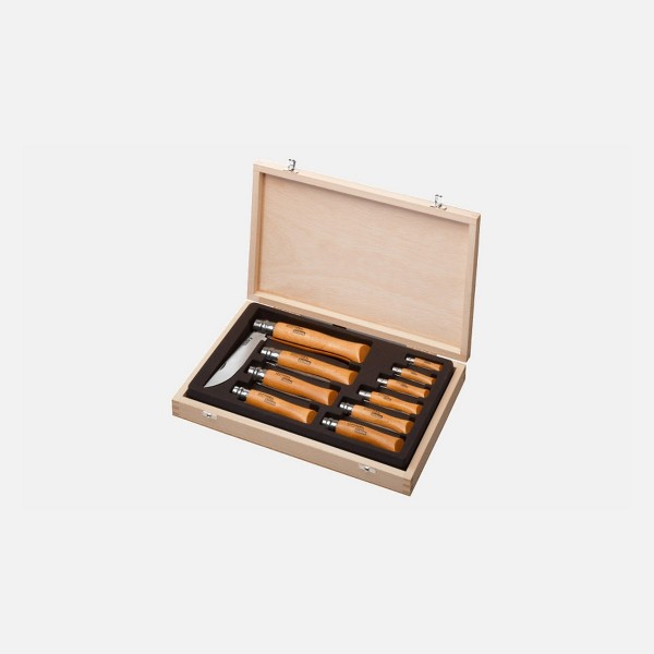 Opinel Tradition Knife Collection Box in Carbon Steel with Beech Handle - 10 Pieces Set - 1