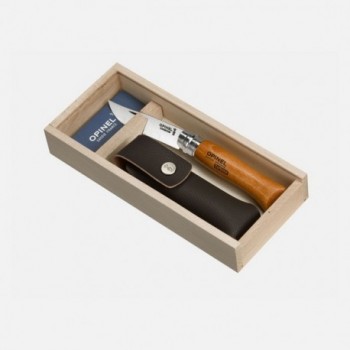 Set de Cuchillos Opinel N.8 con Funda, Estuche de Madera y Hoja de Acero - 4 Piezas - 1