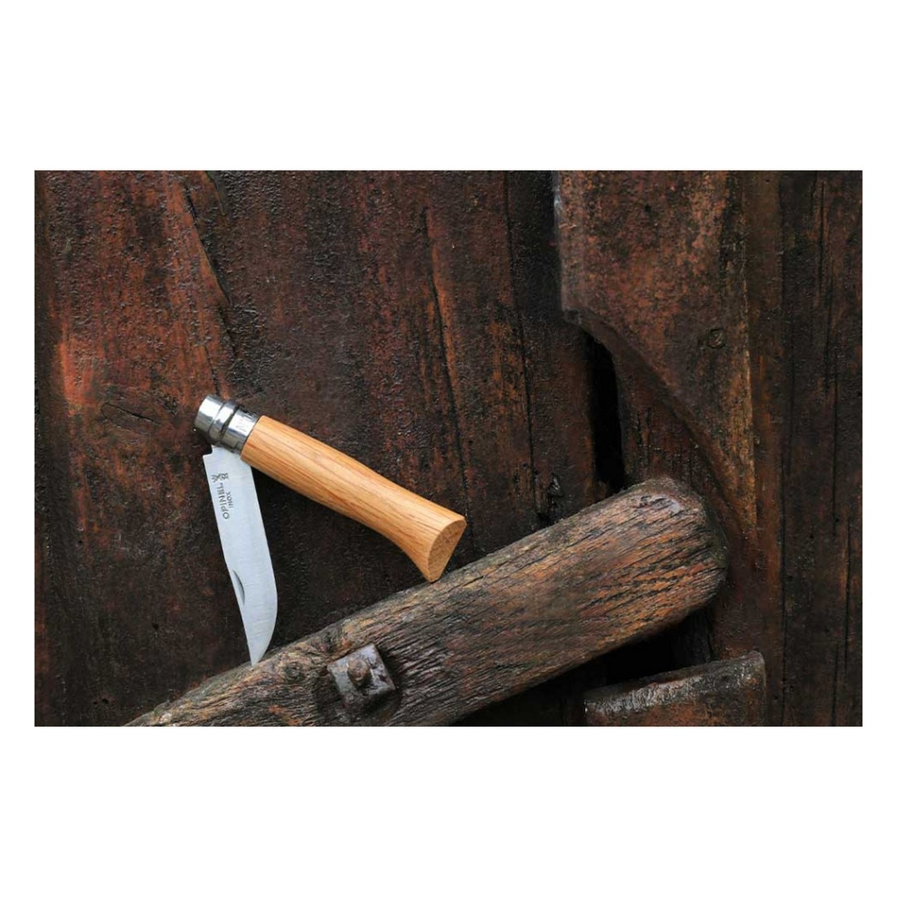 Couteau Opinel N.08 Inox avec Manche en Chêne - Lame 8,5 cm, Anneau Virobloc - 4