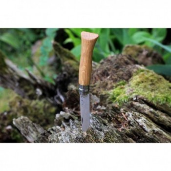 Couteau Opinel N.08 Inox avec Manche en Chêne - Lame 8,5 cm, Anneau Virobloc - 6