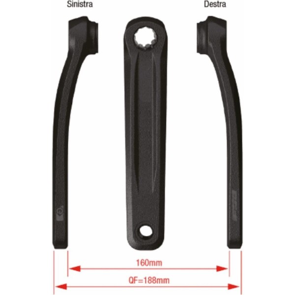 Par de bielas E-Bike 155mm de Aluminio Negro con Conexión ISIS Drive, Compatible Bosch Gen4 - 1