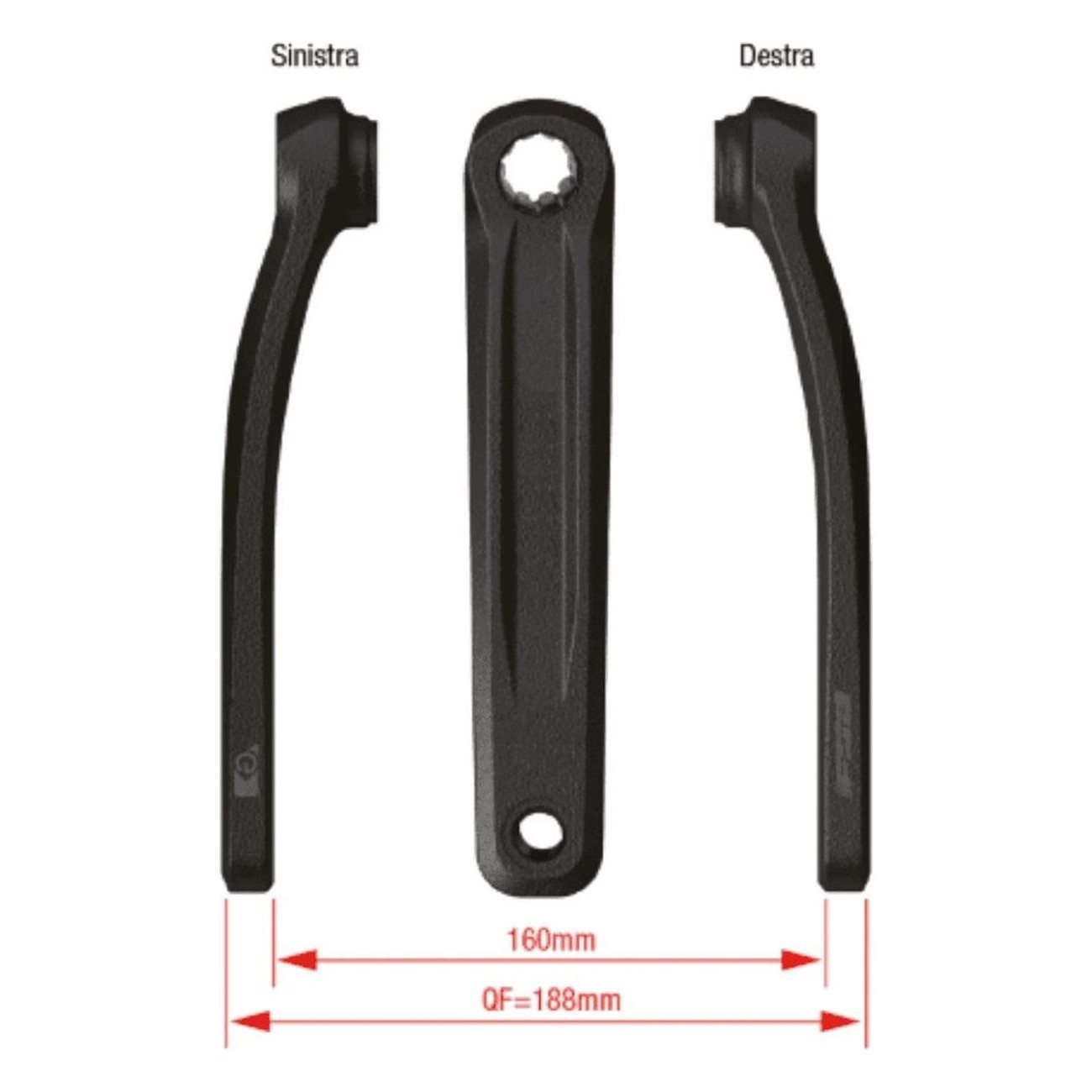 Par de bielas E-Bike 155mm de Aluminio Negro con Conexión ISIS Drive, Compatible Bosch Gen4 - 1