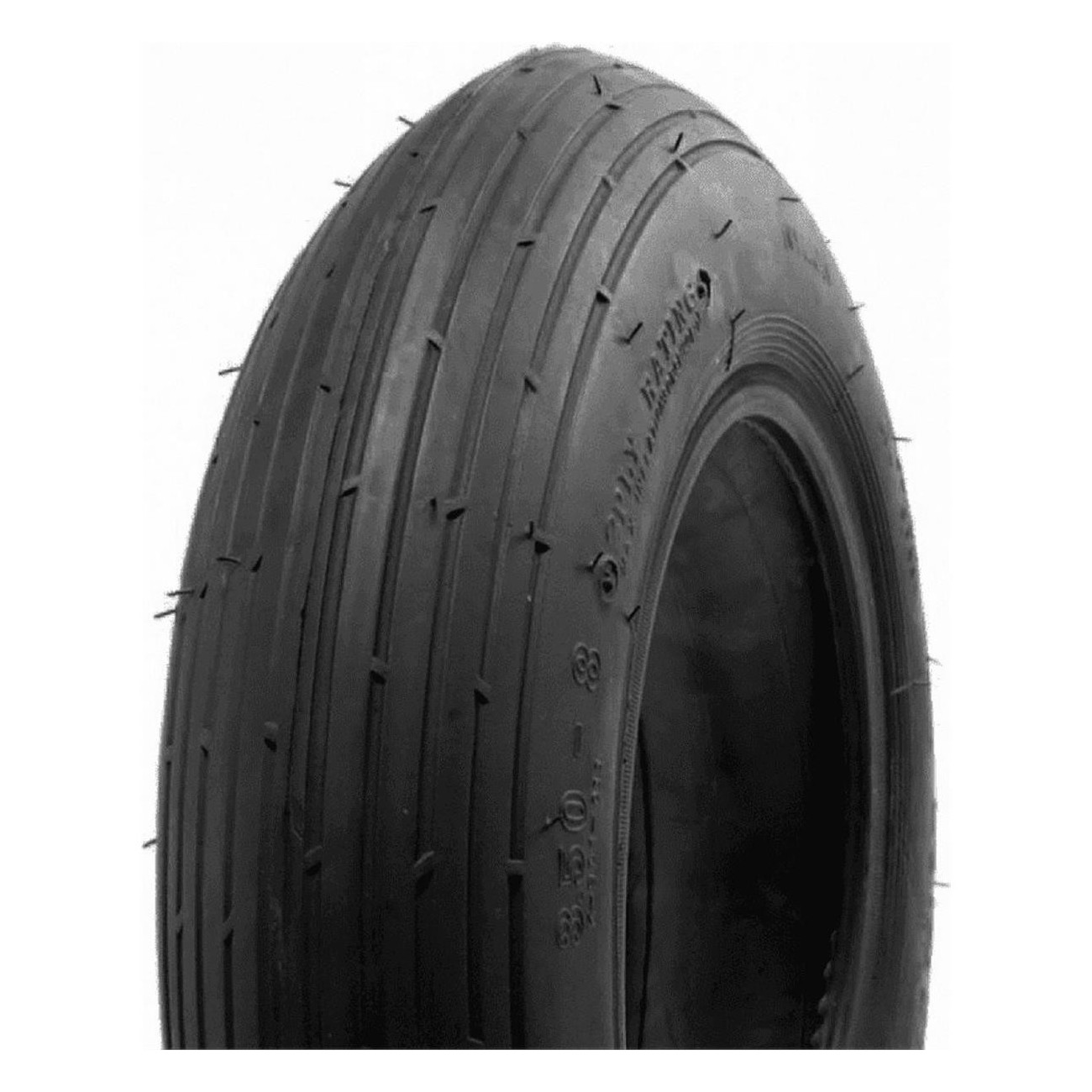 Wheelbarrow Tire 350x8 with Inner Tube and AV Valve, Rigid Bead, Black - 1