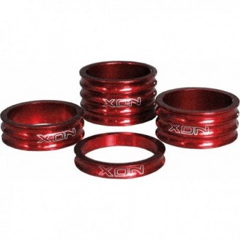 28.6mm Red Aluminum Handlebar Spacer Kit - 4 Pieces by XON - 1