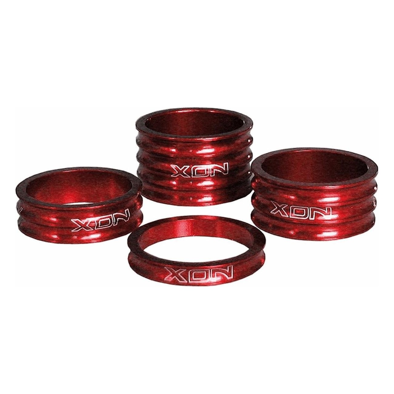 28.6mm Red Aluminum Handlebar Spacer Kit - 4 Pieces by XON - 1