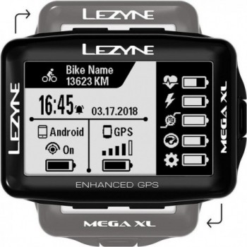 Ordenador GPS Lezyne Mega XL Negro - 48h de Autonomía, IPX7, ANT+ y Bluetooth - 1