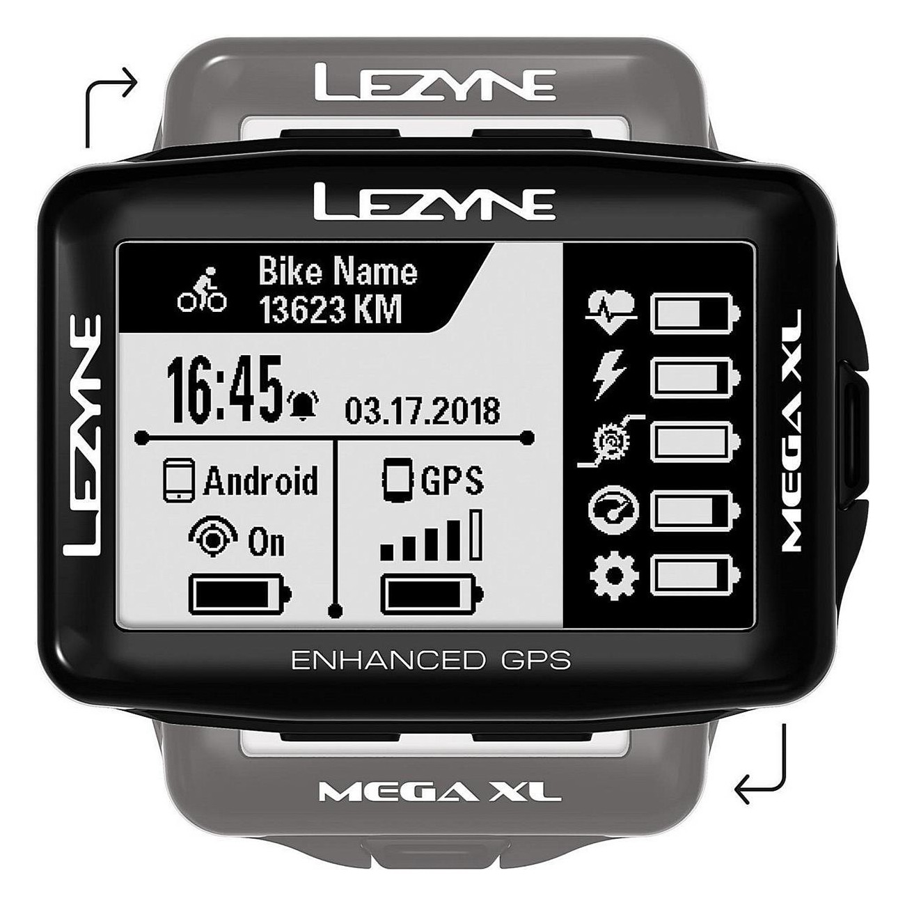 Ordenador GPS Lezyne Mega XL Negro - 48h de Autonomía, IPX7, ANT+ y Bluetooth - 1