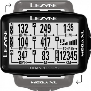 Ordenador GPS Lezyne Mega XL Negro - 48h de Autonomía, IPX7, ANT+ y Bluetooth - 16