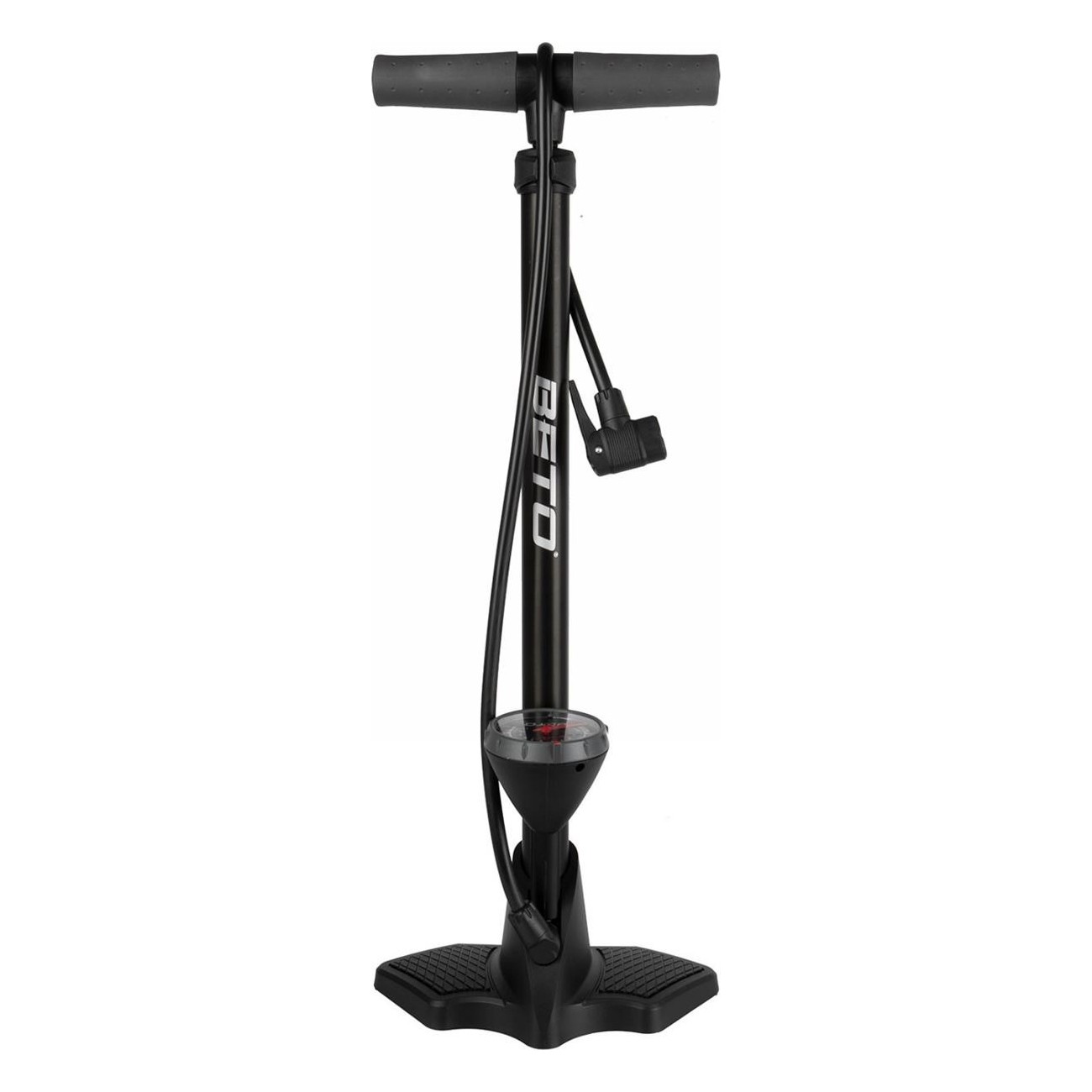 BETO Aluminum Floor Pump with 2.5' Pressure Gauge, Black Anodized, 160 psi - 1