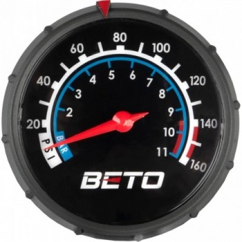 BETO Aluminum Floor Pump with 2.5' Pressure Gauge, Black Anodized, 160 psi - 2