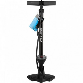 BETO Aluminum Floor Pump with 2.5' Pressure Gauge, Black Anodized, 160 psi - 3