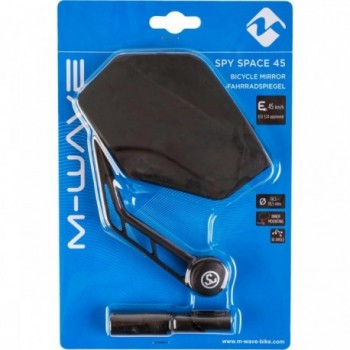 Specchio per Bicicletta M-Wave Spy Space 45 Sinistro Nero ECE per E-Bike, Montaggio su Manubrio - 4 - Specchi - 0887539025878