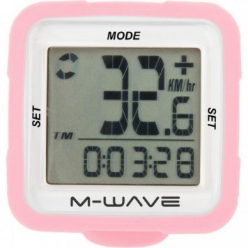 M-WAVE XIV SILICON Bike Computer Pink with 14 Functions and Battery Included - 2