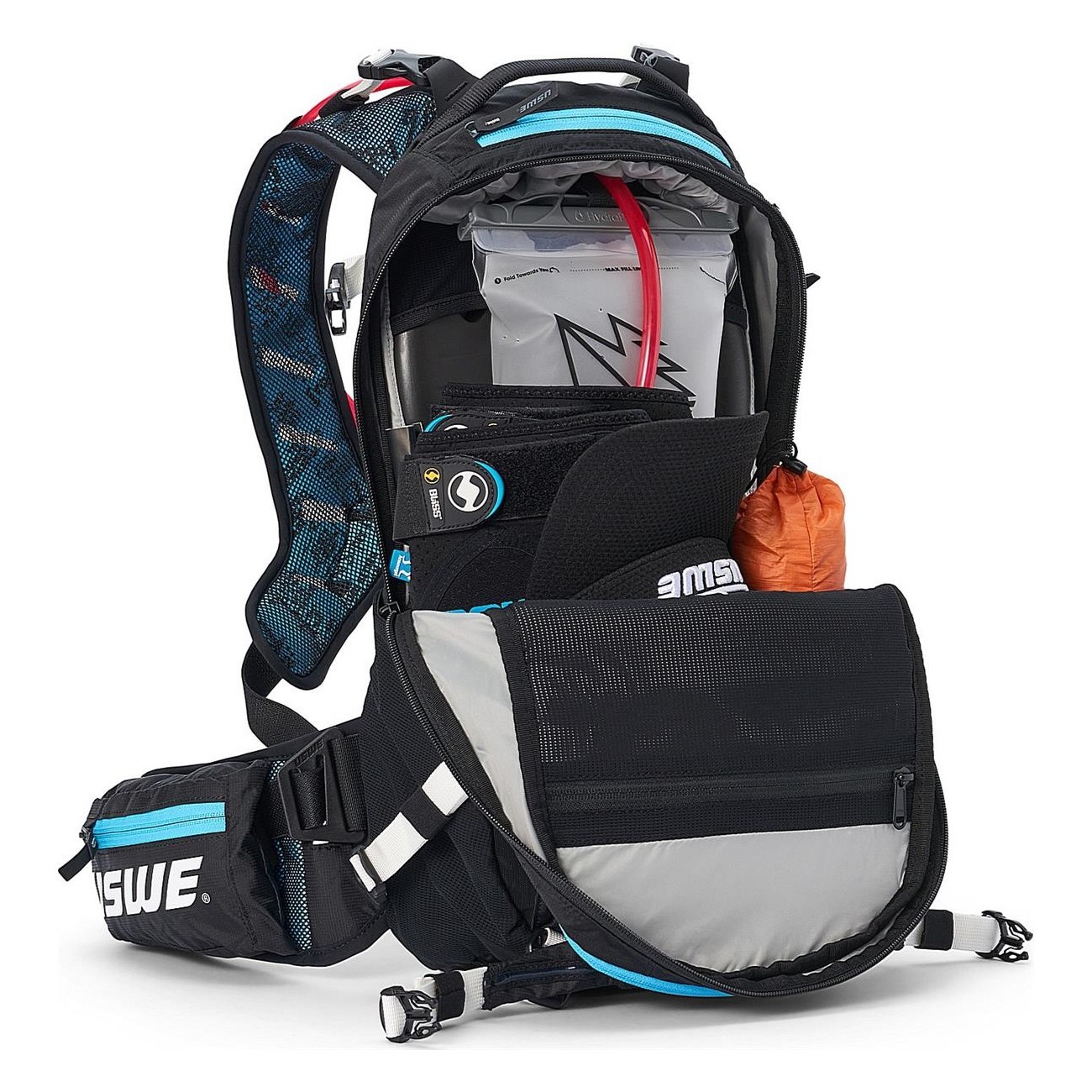 Zaino Protettivo USWE Flow 16 Litri Blu con Paraschiena Certificato CE per Freeride e Downhill - 5 - Zaini - 7350069253408