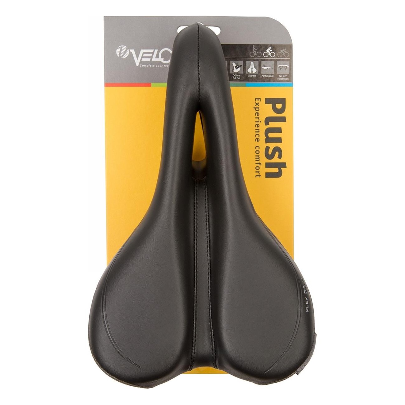 VELO PLUSH Flex DC M Men's Saddle with Deep V Cut, 269x162mm, 471g - 5