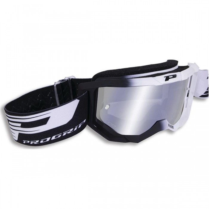 Progrip 3300 Black/White Goggles with Gray Mirrored Anti-UV Lens - 1