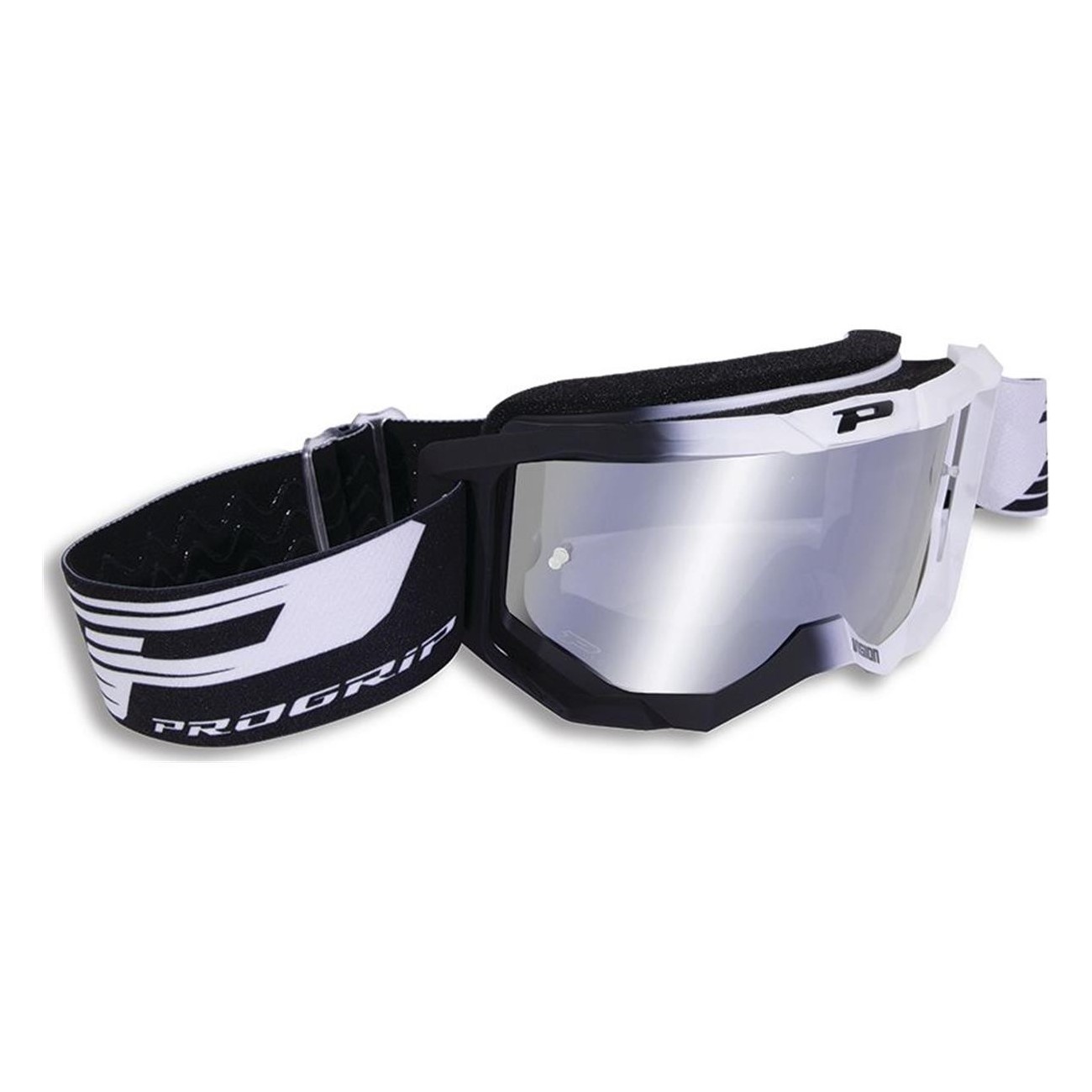 Progrip 3300 Black/White Goggles with Gray Mirrored Anti-UV Lens - 1