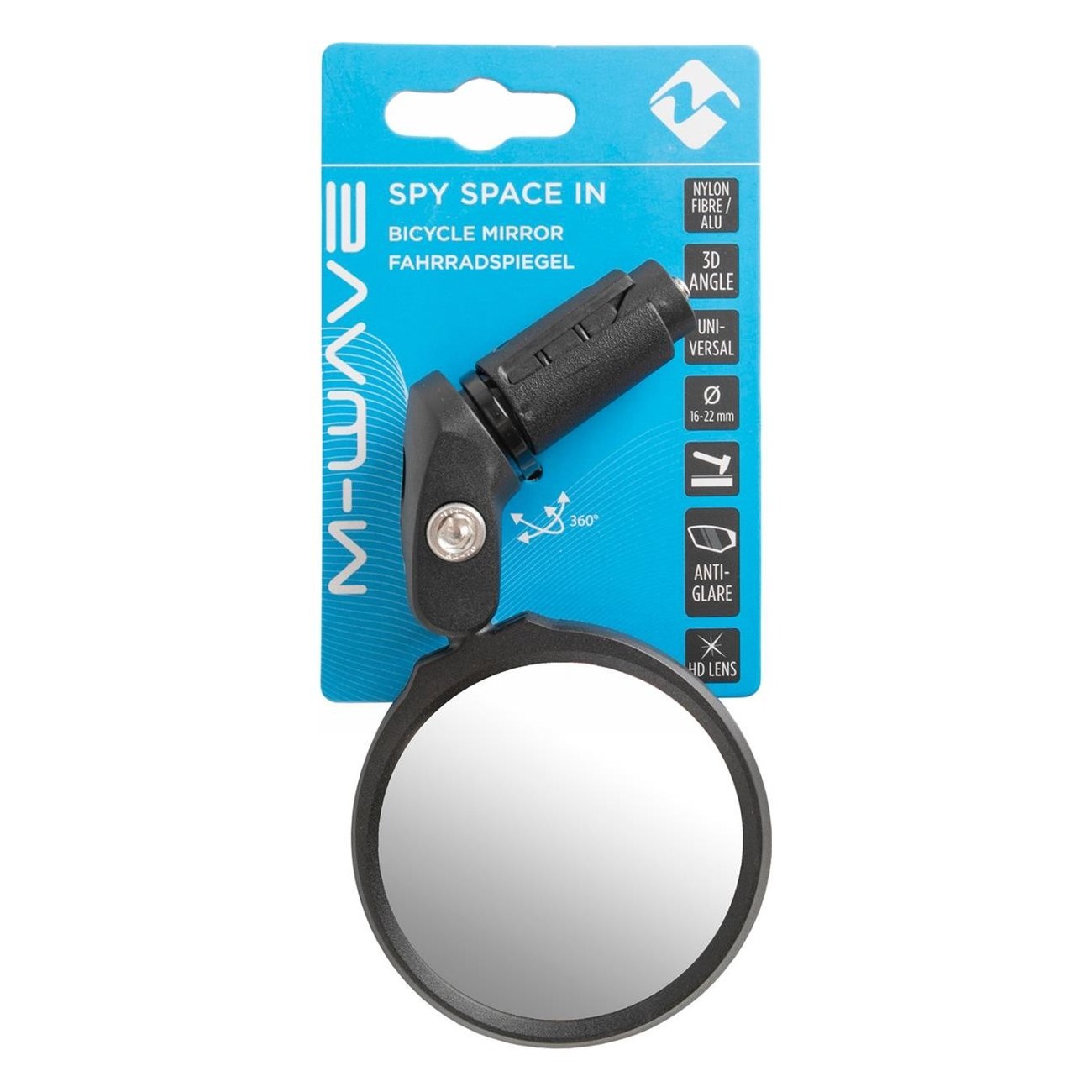 Miroir de vélo M-Wave réglable noir 62mm pour guidon, verre anti-éblouissant - 2