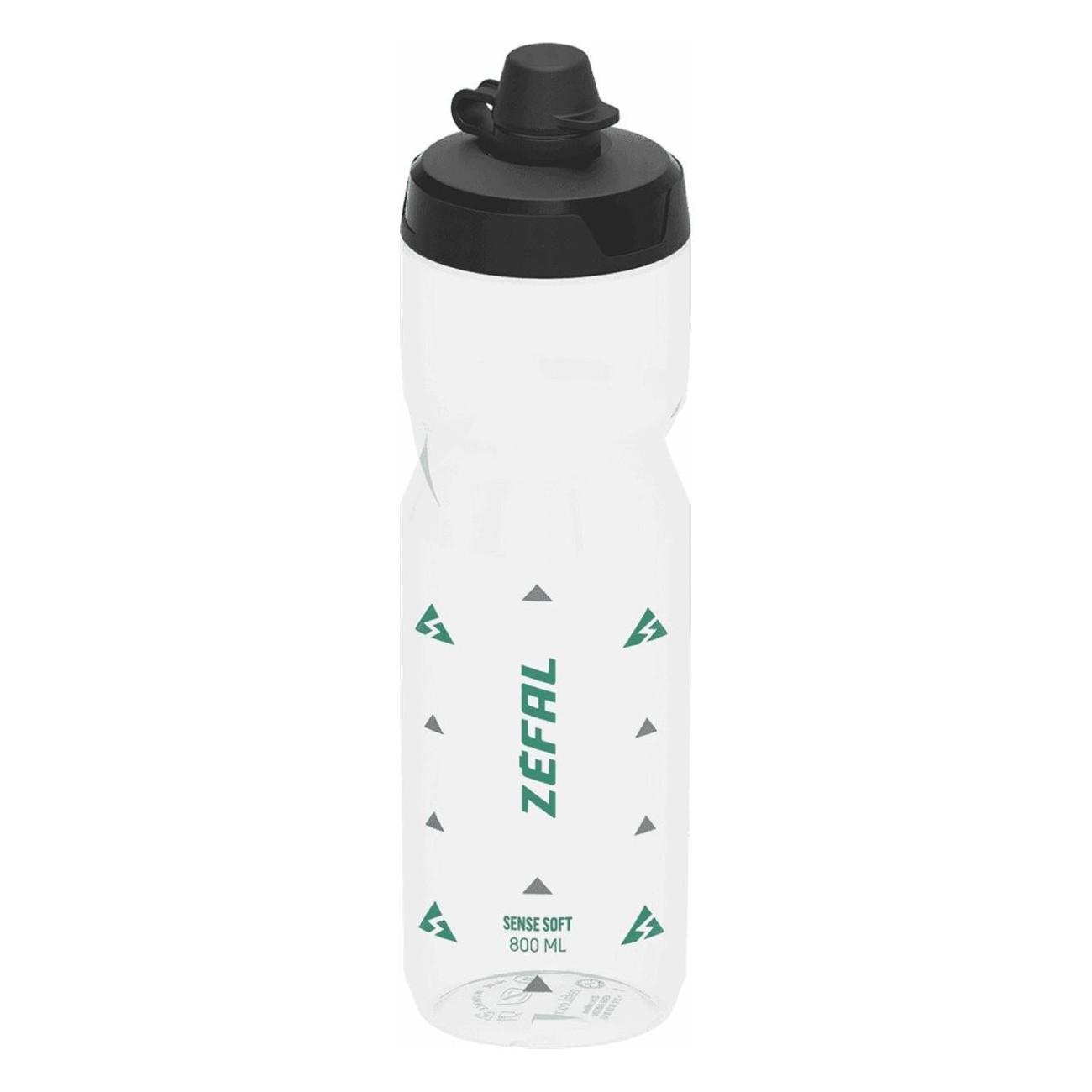 Sense Soft Trinkflasche 800ml Transparent Grün mit Schutzdeckel, Ergonomisch - 1