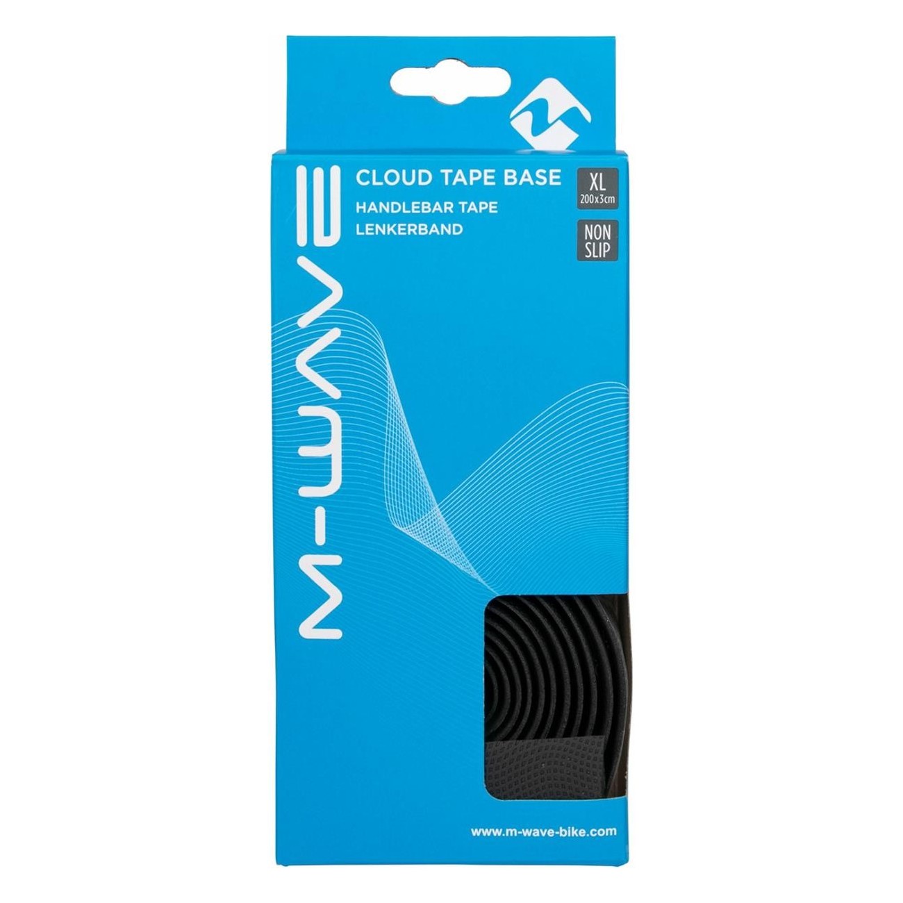 M-WAVE Cloud Tape Base Non-Slip Handlebar Tape Black 200x3 cm with Plugs - 2