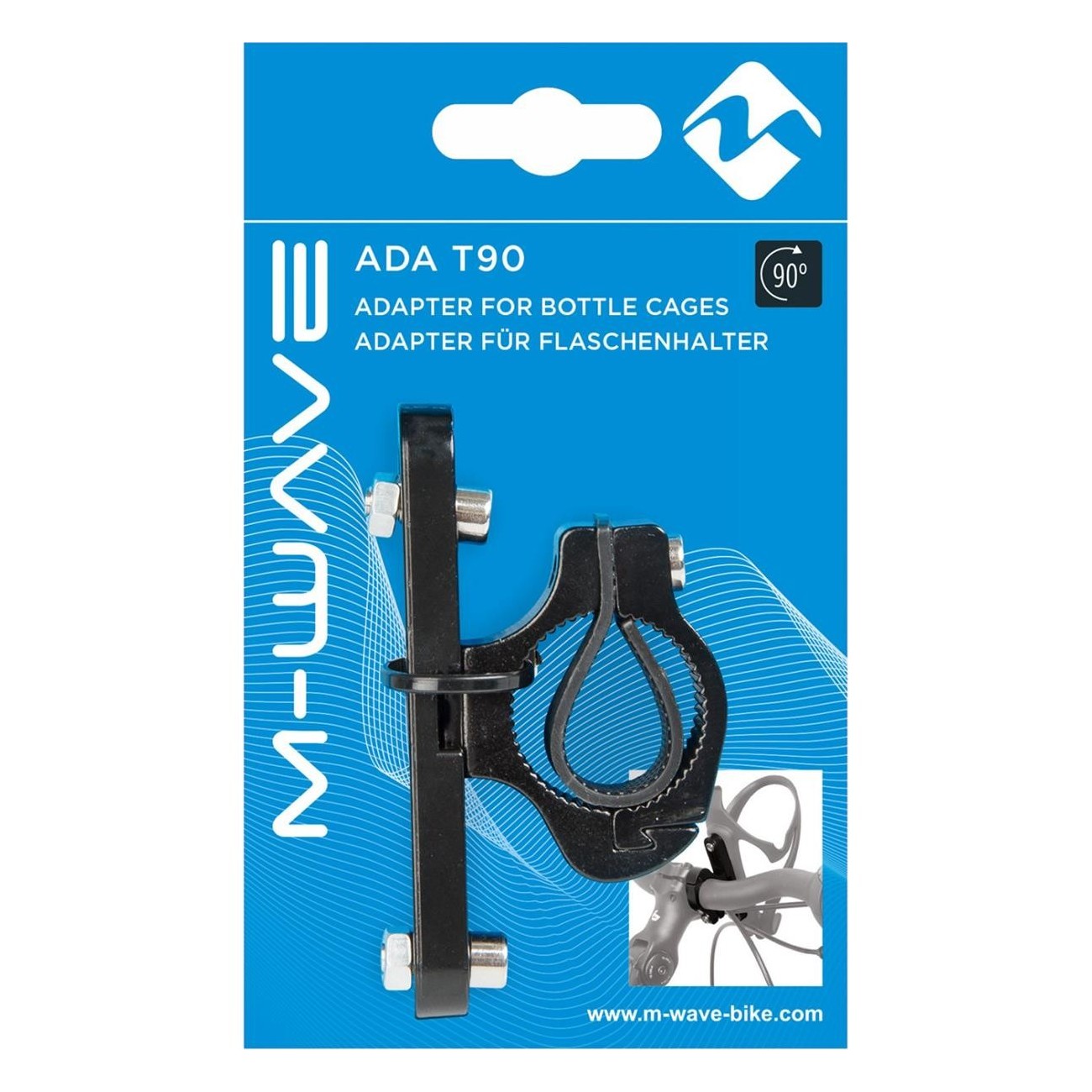 Adaptateur de porte-bouteille M-WAVE en aluminium noir pour guidon - 4